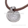 2016 leather core chain pendant necklace women pave Zircon silver leather necklace